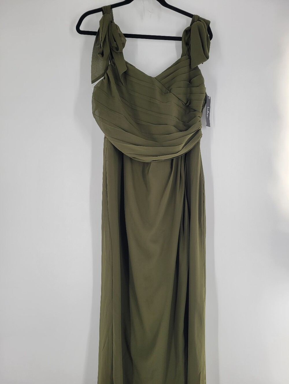 Lulu's Whimsy Olive Green Pleated Off-the-Shoulder Sleeveless Maxi Dress Size XL - Picture 2 of 6